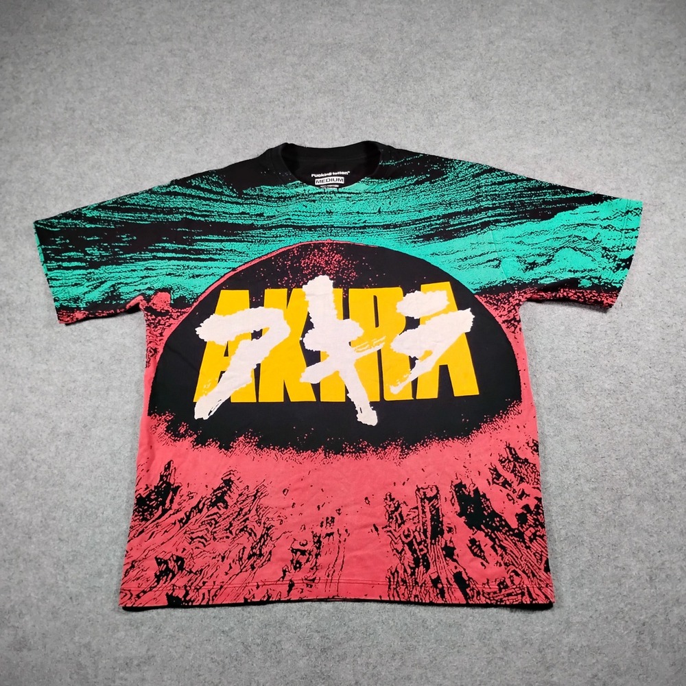 Rucking Fotten Akira Anime All Over Print Graphic T-Shirt Men's Medium Black Red